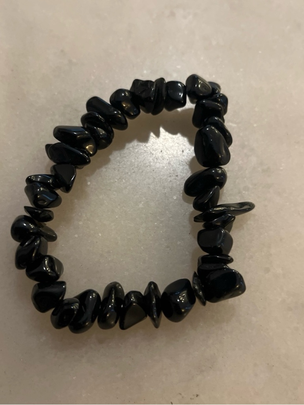 Black Chip Stone Stretch Bracelet